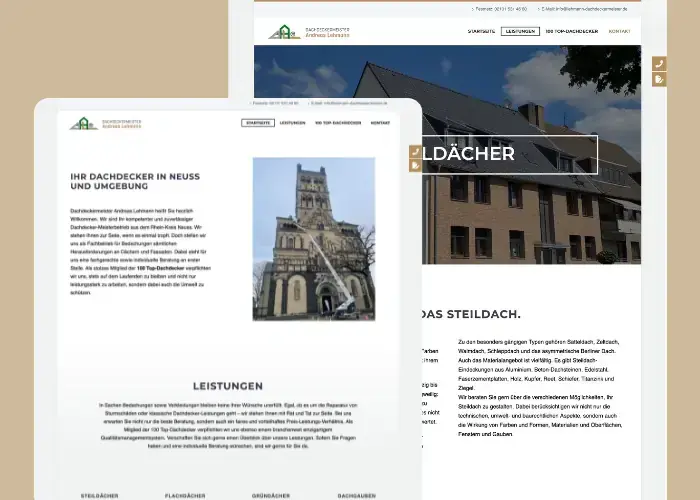 Website-Screenshot: Andreas Lehmann Dachdeckermeister aus Neuss