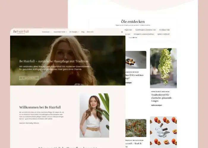 Website-Screenshot: be hairfull — Info-Plattform für natürliche Haarpflege