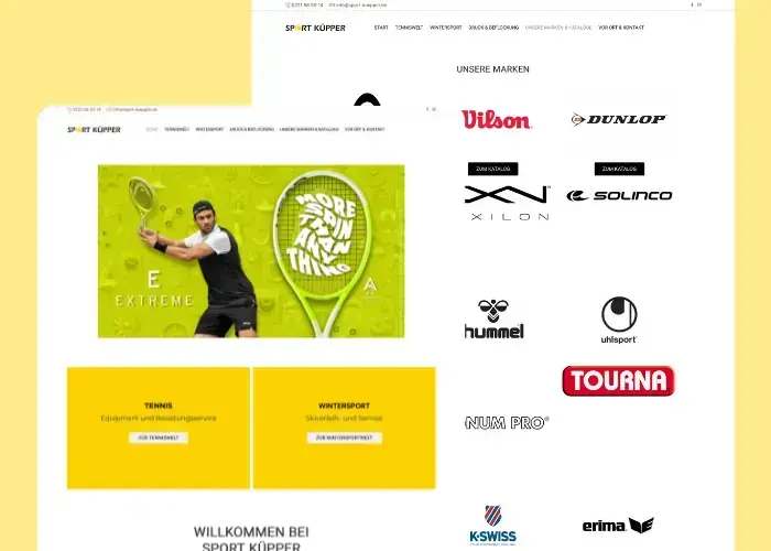 Website-Screenshot: Sport Küpper — Sportfachgeschäft in Köln