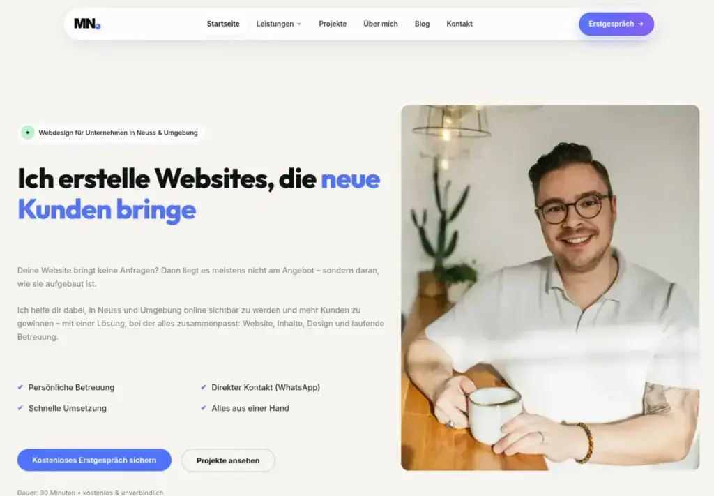 MN Webdesign — neue Startseite nach dem Relaunch 2026